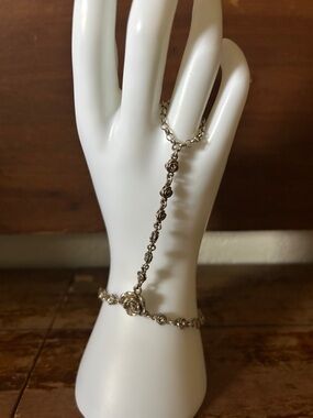 King Baby Studio Sterling silver link rose floral slave bracelet